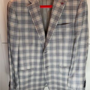 Isaia Napoli Gray Plaid Men's Blazer